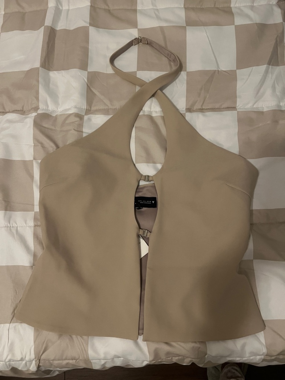 Zara Taupe Halter Keyhole Camisole